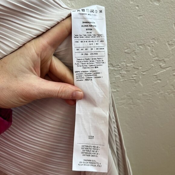 MaxMara Neutral Pleated Tunic Sleeveless Top With Side Slits - Picture 7 of 8